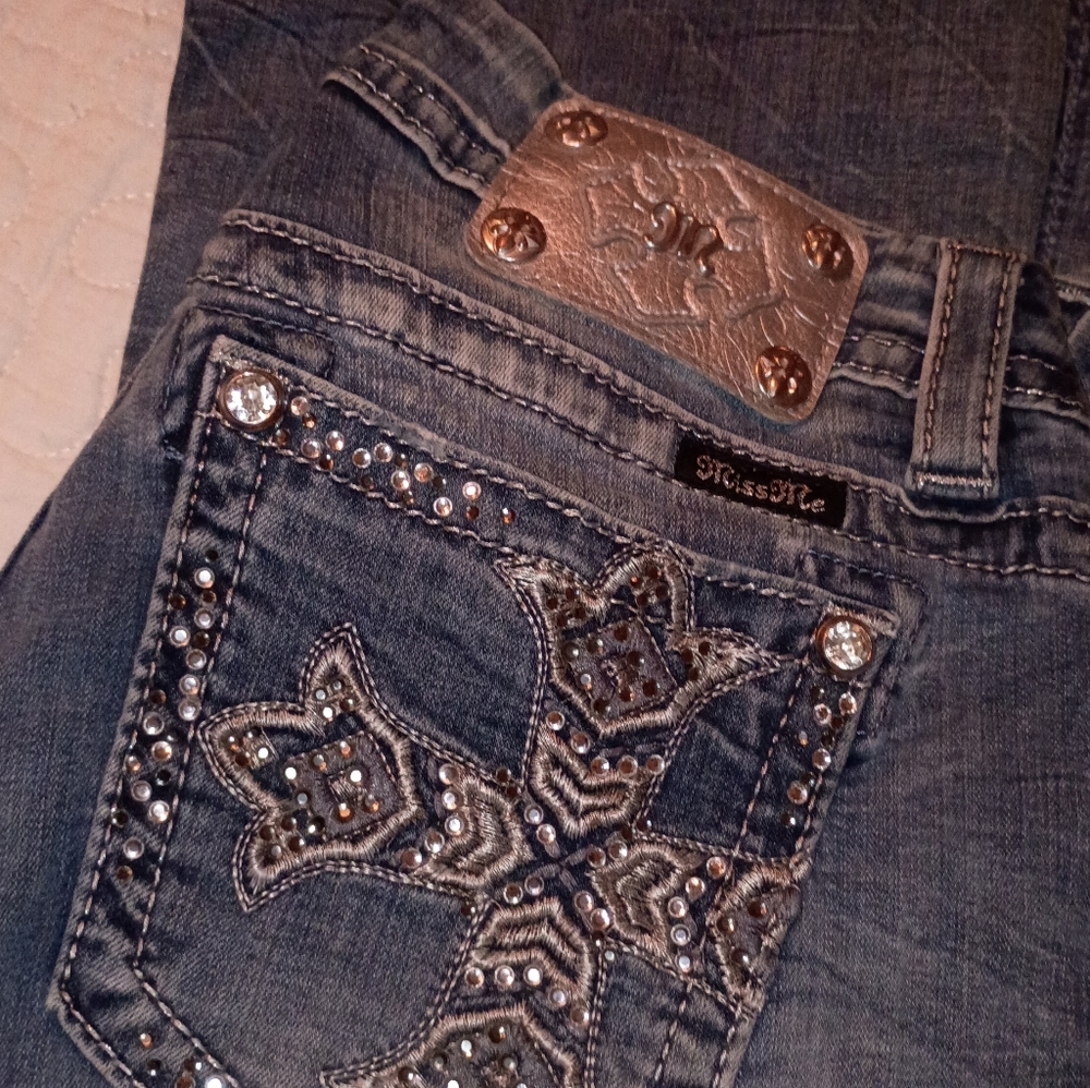 Vintage Y2K Miss Me Jeans Pants Easy Boot Cut Women's 28 Mid Rise Embellished